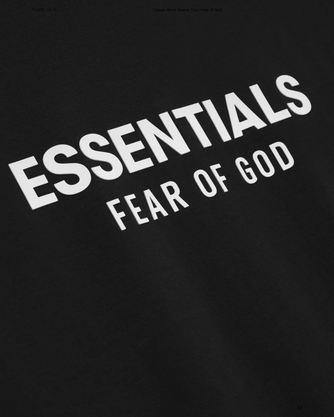 Camiseta Essentials Fear of God | Negro